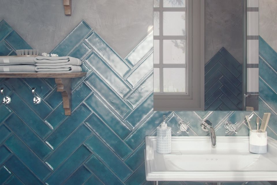 Blue Tile Backsplash 